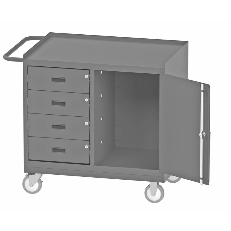 Durham Mobile Bench Cabinet With 5" X 1-1/4" Polyurethane Casters, (2) Rigid And (2) Swivel