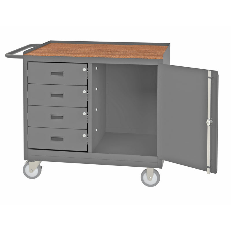Durham Mobile Bench Cabinet With 5" X 1-1/4" Polyurethane Casters, (2) Rigid And (2) Swivel