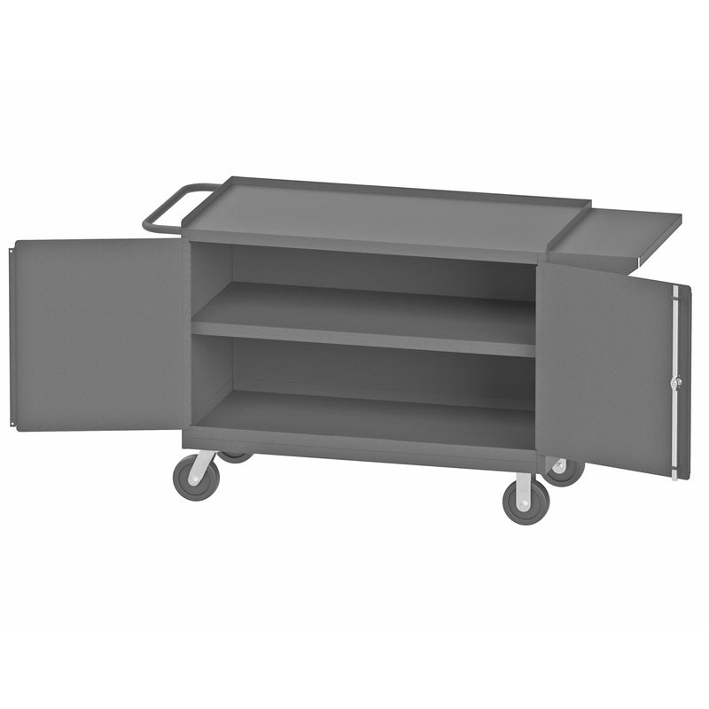 Durham Mobile Bench Cabinet With 6" X 2" Phenolic Bolt-On Casters, (2) Rigid And (2) Swivel