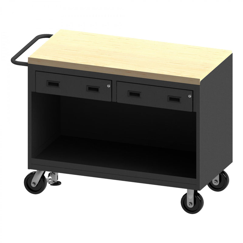 Durham Mobile Bench Cabinet With 6" X 2" Phenolic Casters, (2) Rigid And (2) Swivel