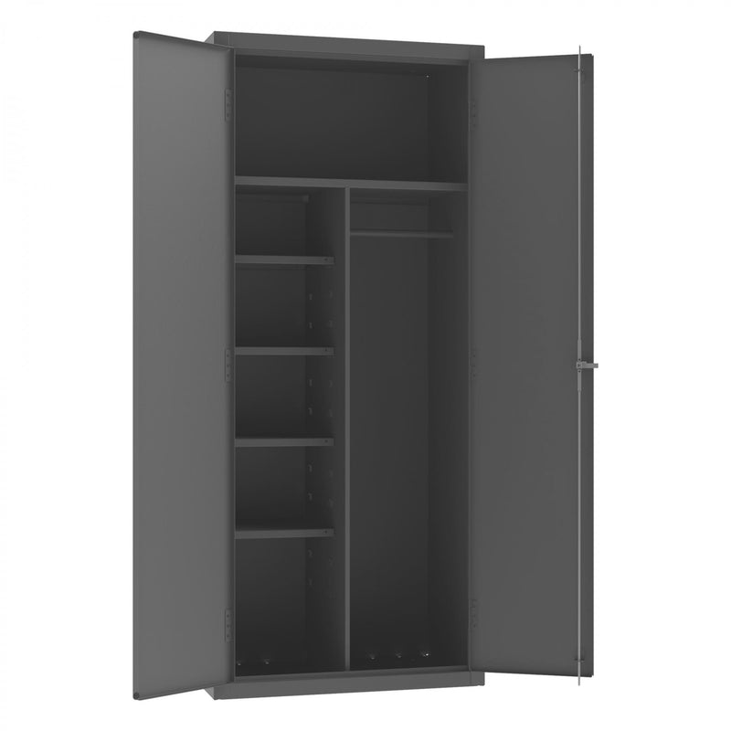 Durham Heavy Duty Cabinet, 14 Gauge, 36 x 24 x 84, 1 Fixed Shelf, 4 Adjustable Shelves, Hanger Bar