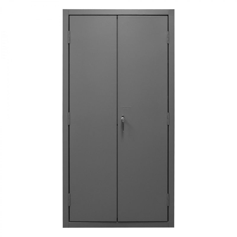Durham Heavy Duty Cabinet, 14 Gauge, 36 x 24 x 72, 132 Red Bins, Flush Doors with Louvered Panel, Gray