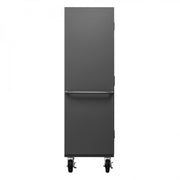 Durham Mobile Cabinet, 14 Gauge, 36 x 24 x 81, 2 Adjustable Shelves, 12 Blue Bins, Flush Doors