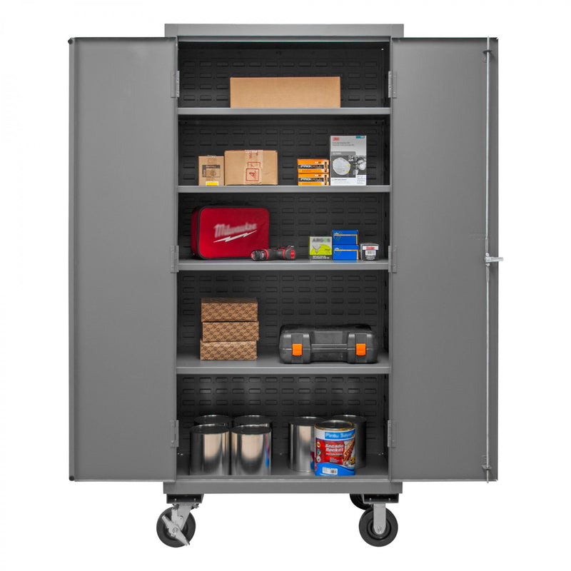 Durham Mobile Cabinet, 14 Gauge, 36 x 24 x 81, 4 Adjustable Shelves, Flush Doors