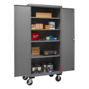 Durham Mobile Cabinet, 14 Gauge, 36 x 24 x 81, 4 Adjustable Shelves, Flush Doors