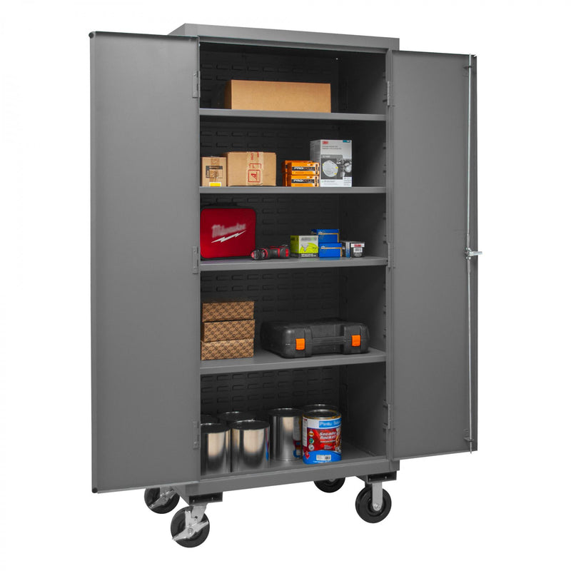 Durham Mobile Cabinet, 14 Gauge, 36 x 24 x 81, 4 Adjustable Shelves, Flush Doors