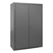Durham Heavy Duty Cabinet, 14 Gauge, 48 x 24 x 72, 186 Blue Bins, Flush Doors with Louvered Panel