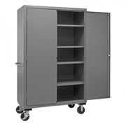 Durham Mobile Cabinet, 14 Gauge, 48 x 24 x 81, 4 Adjustable Shelves, Flush Doors