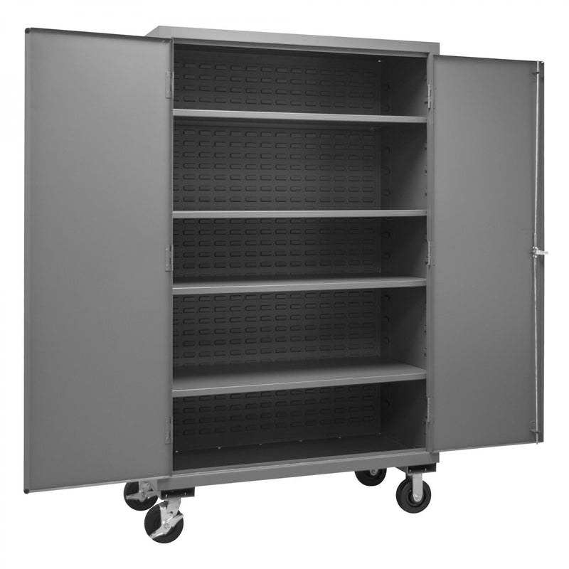 Durham Mobile Cabinet, 14 Gauge, 48 x 24 x 81, 4 Adjustable Shelves, Flush Doors