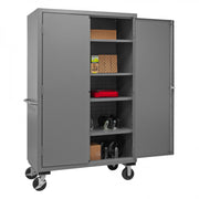Durham Mobile Cabinet, 14 Gauge, 48 x 24 x 81, 4 Adjustable Shelves, Flush Doors