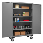 Durham Mobile Cabinet, 14 Gauge, 48 x 24 x 81, 4 Adjustable Shelves, Flush Doors