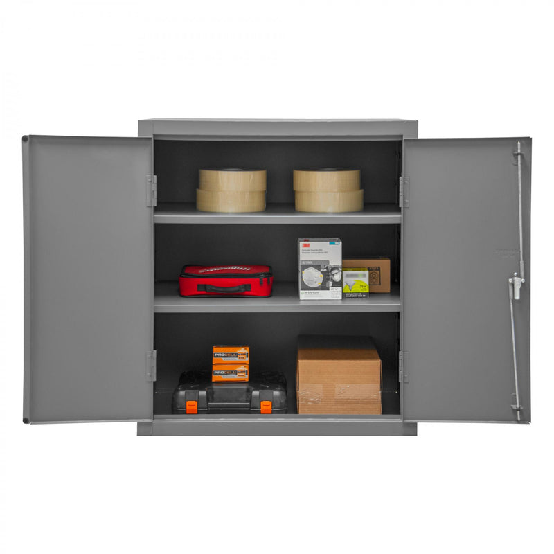 Durham Heavy Duty Cabinet, 14 Gauge, 36 x 24 x 42, 2 Adjustable Shelves, Flush Doors, Lockable, Gray