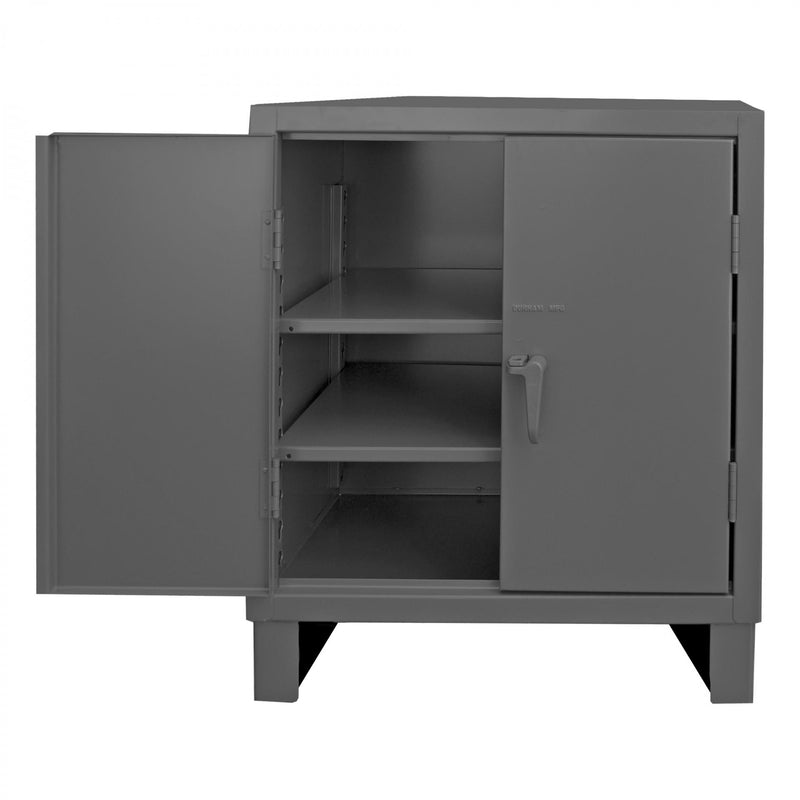 Durham Heavy Duty Cabinet, 14 Gauge, 36 x 24 x 42, 2 Adjustable Shelves, Recessed Doors, Gray
