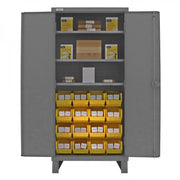 Durham Heavy Duty Cabinet, 14 Gauge, 36 x 24 x 78, 3 Adjustable Shelves, 16 Yellow Bins