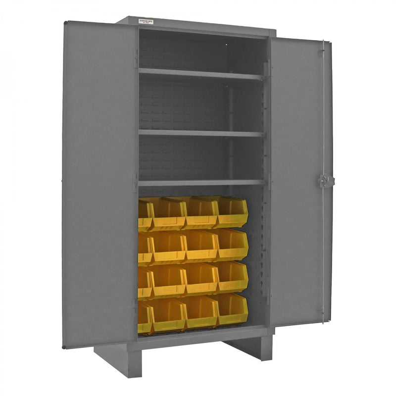 Durham Heavy Duty Cabinet, 14 Gauge, 36 x 24 x 78, 3 Adjustable Shelves, 16 Yellow Bins