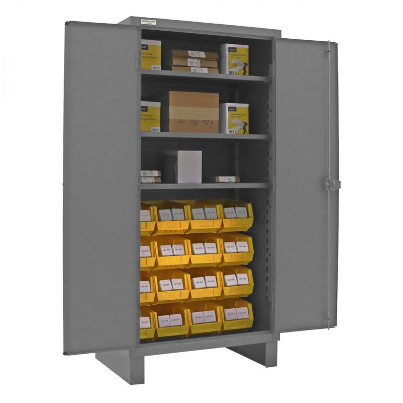Durham Heavy Duty Cabinet, 14 Gauge, 36 x 24 x 78, 3 Adjustable Shelves, 16 Yellow Bins