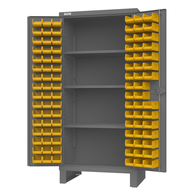 Durham Cabinet, 14 Gauge, 94 Yellow Bins, 3 Shelves, 36 x 24 x 78