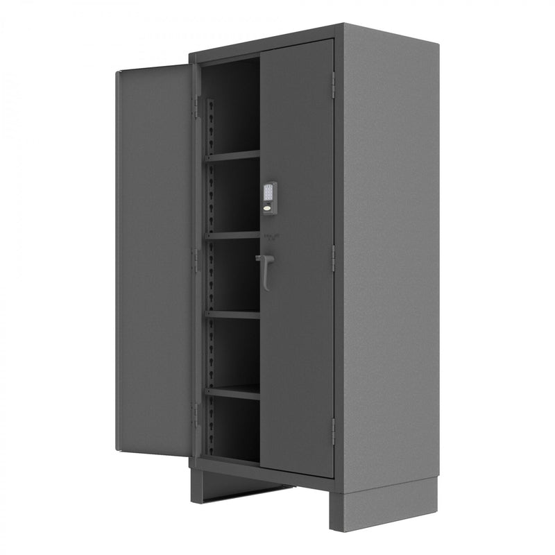 Durham Access Control Cabinet, 14 Gauge, 36 x 24 x 78, 4 Adjustable Shelves, Recessed Doors, Gray