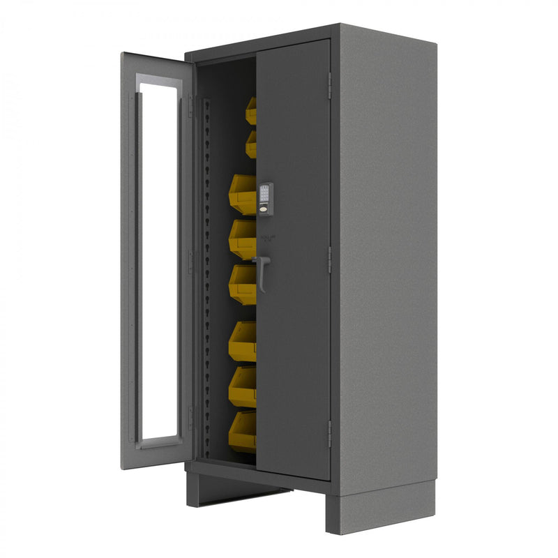 Durham Access Control Cabinet, 14 Gauge, 36 x 24 x 78, 30 Yellow Bins