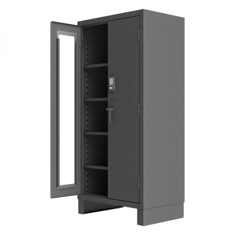 Durham Access Control Cabinet, 14 Gauge, 36 x 24 x 78, 4 Adjustable Shelves, Recessed Doors, Gray