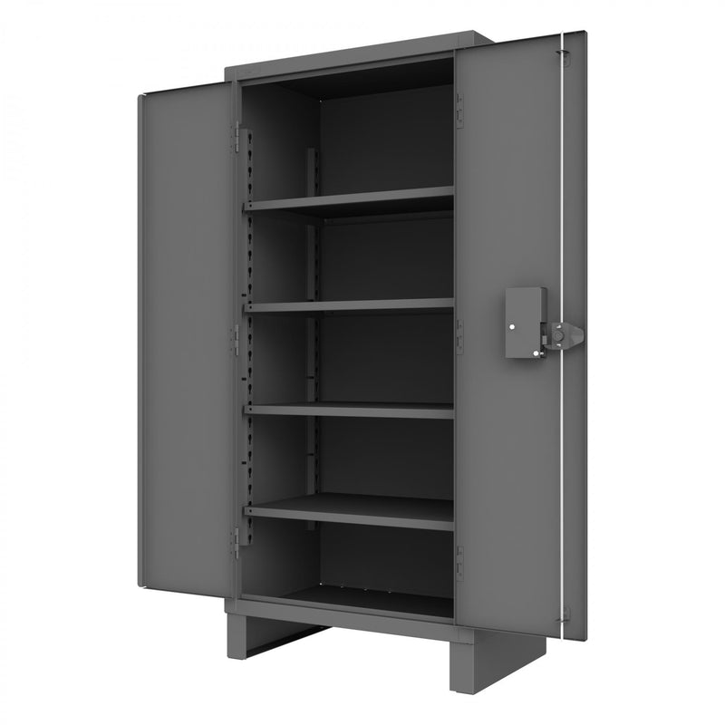 Durham Access Control Cabinet, 14 Gauge, 36 x 24 x 78, 4 Adjustable Shelves, Recessed Doors, Gray
