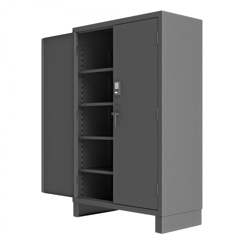 Durham Access Control Cabinet, 14 Gauge, 48 x 24 x 78, 4 Adjustable Shelves, Recessed Doors, Gray