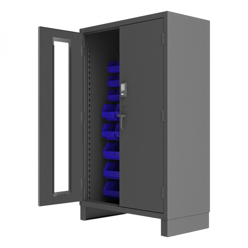 Durham Access Control Cabinet, 14 Gauge, 48 x 24 x 78, 42 Blue Bins