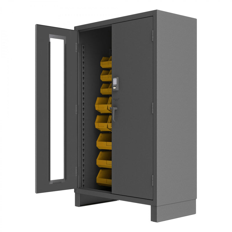 Durham Access Control Cabinet, 14 Gauge, 48 x 24 x 78, 42 Yellow Bins, Recessed Doors