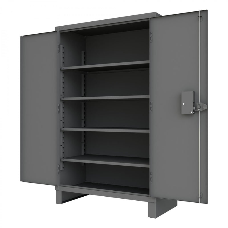 Durham Access Control Cabinet, 14 Gauge, 48 x 24 x 78, 4 Adjustable Shelves, Recessed Doors, Gray