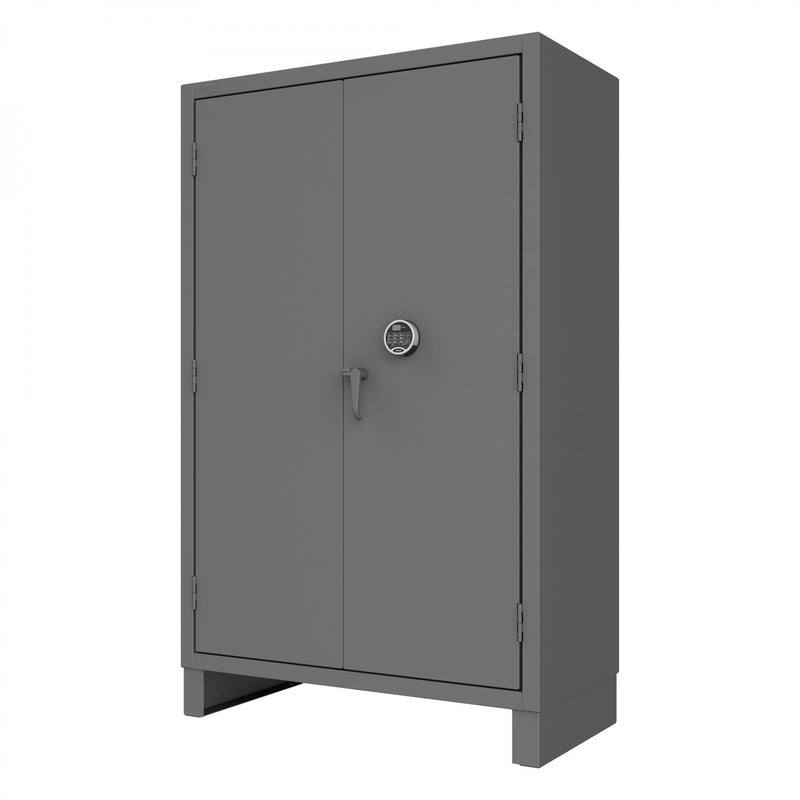 Durham Access Control Cabinet, 14 Gauge, 48 x 24 x 78, 4 Adjustable Shelves, Recessed Doors, Gray
