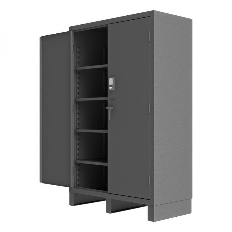 Durham Access Control Cabinet, 14 Gauge, 60 x 24 x 78, 4 Adjustable Shelves, Recessed Doors, Gray