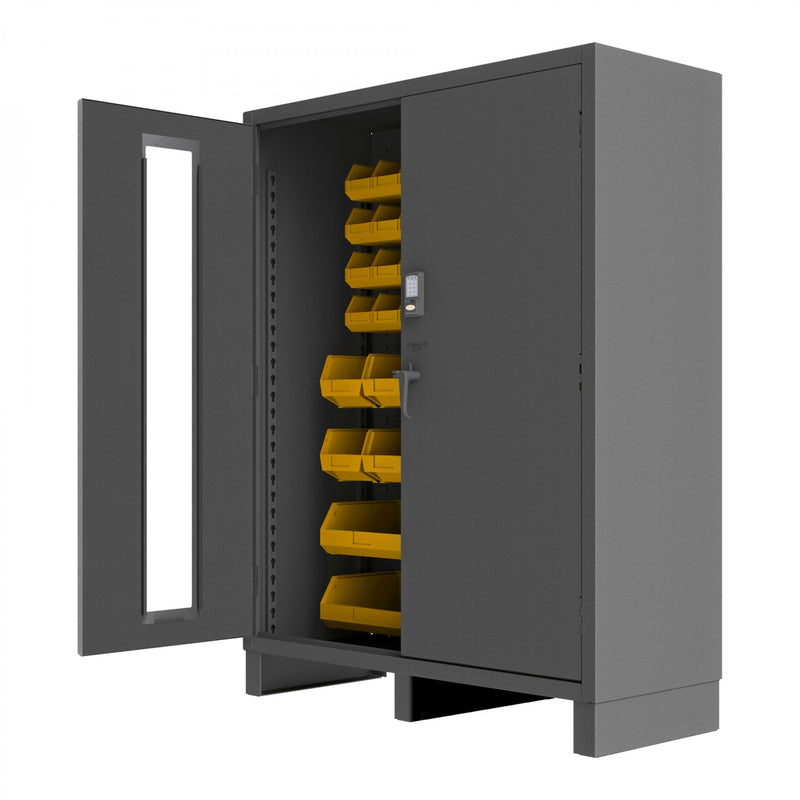 Durham Access Control Cabinet, 14 Gauge, 60 x 24 x 78, 54 Yellow Bins