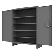 Durham Access Control Cabinet, 14 Gauge, 60 x 24 x 78, 4 Adjustable Shelves, Recessed Doors, Gray