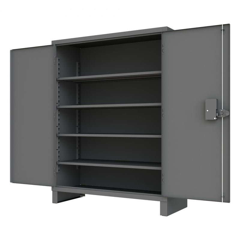 Durham Access Control Cabinet, 14 Gauge, 60 x 24 x 78, 4 Adjustable Shelves, Recessed Doors, Gray