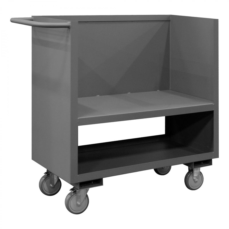 Durham 3 Sided Solid Truck With 5" X 1-1/4" Polyurethane Casters, (2) Rigid