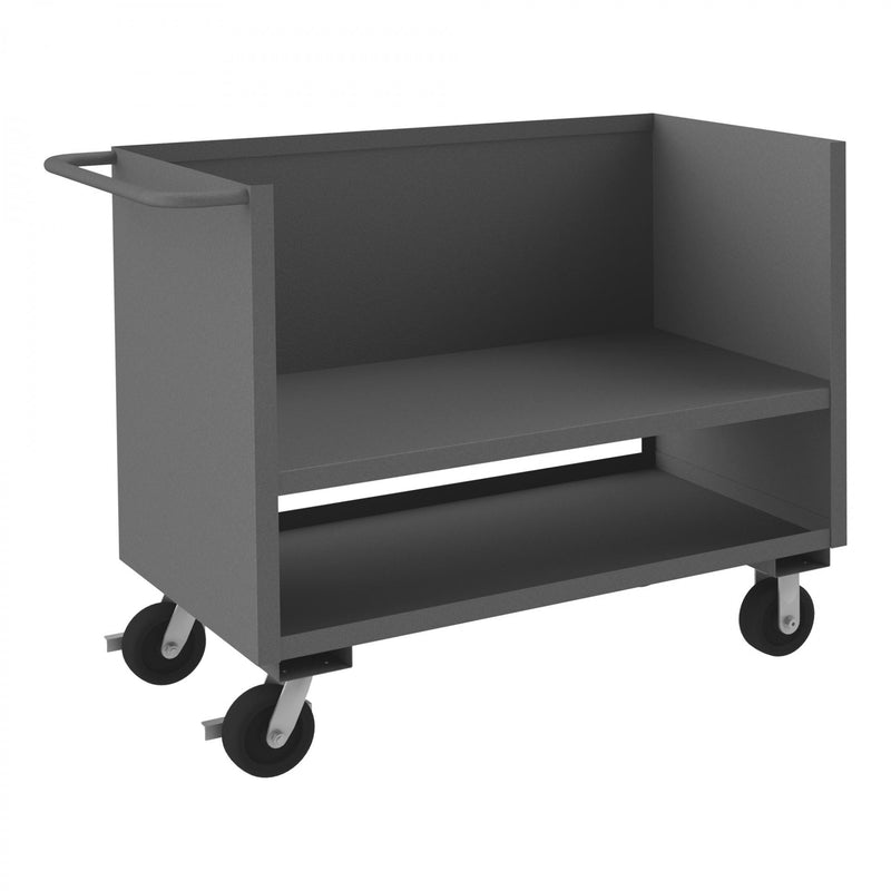 Durham 3 Sided Solid Truck With 6" X 2" Phenolic Casters, (2) Rigid And (2) Swivel With Side Brakes