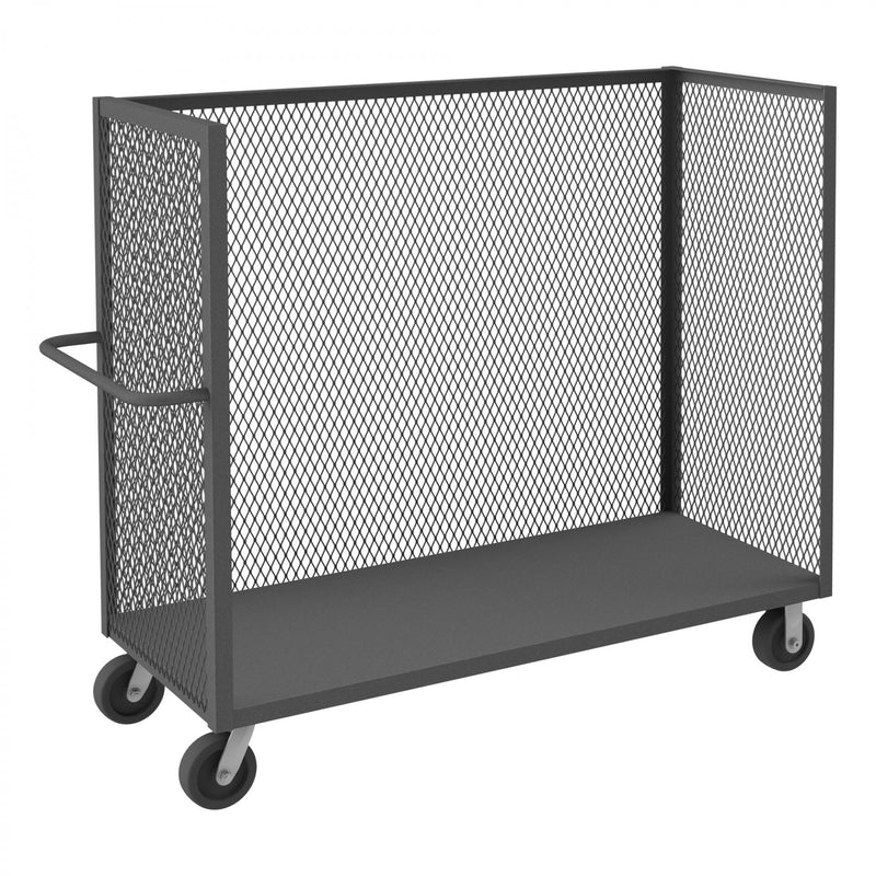 Durham 3 Sided Mesh Truck With 6" X 2" Phenolic Casters, (2) Rigid And (2) Swivel, Gray