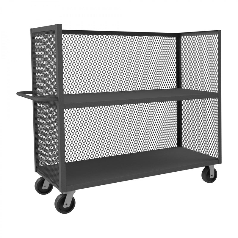 Durham 3 Sided Mesh Truck With 6" X 2" Phenolic Casters, (2) Rigid And (2) Swivel