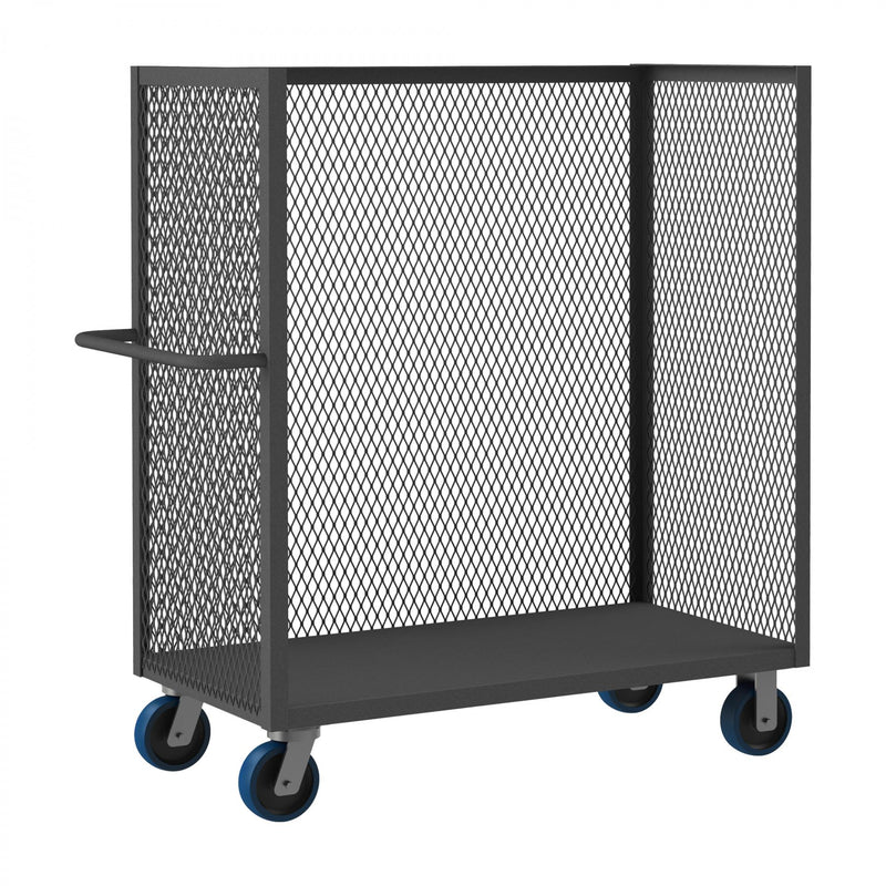 Durham 3 Sided Mesh Truck With 6" X 2" Polyurethane Casters, (2) Rigid And (2) Swivel, Gray