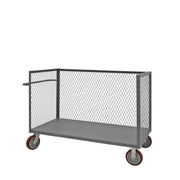 Durham 3 Sided Mesh Truck With 8" x 2" Polyurethane Casters, (2) Rigid, (2) Swivel, 1 Base Shelf, Gray