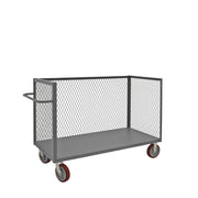 Durham 3 Sided Mesh Truck With 8" x 2" Polyurethane Casters, (2) Rigid, (2) Swivel, 1 Base Shelf, Gray