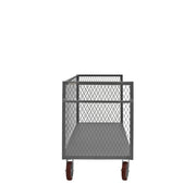 Durham 3 Sided Mesh Truck With 8" x 2" Polyurethane Casters, (2) Rigid, (2) Swivel, 1 Base Shelf, Gray