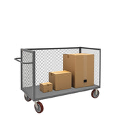 Durham 3 Sided Mesh Truck With 8" x 2" Polyurethane Casters, (2) Rigid, (2) Swivel, 1 Base Shelf, Gray