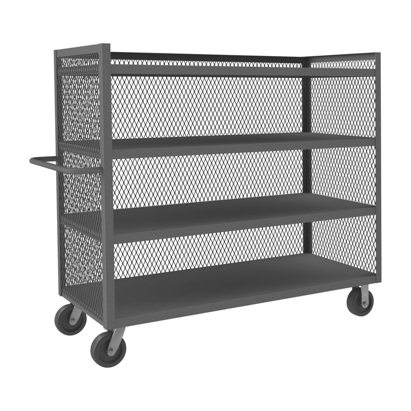 Durham 3 Sided Mesh Truck With 6" X 2" Phenolic Casters, (2) Rigid And (2) Swivel