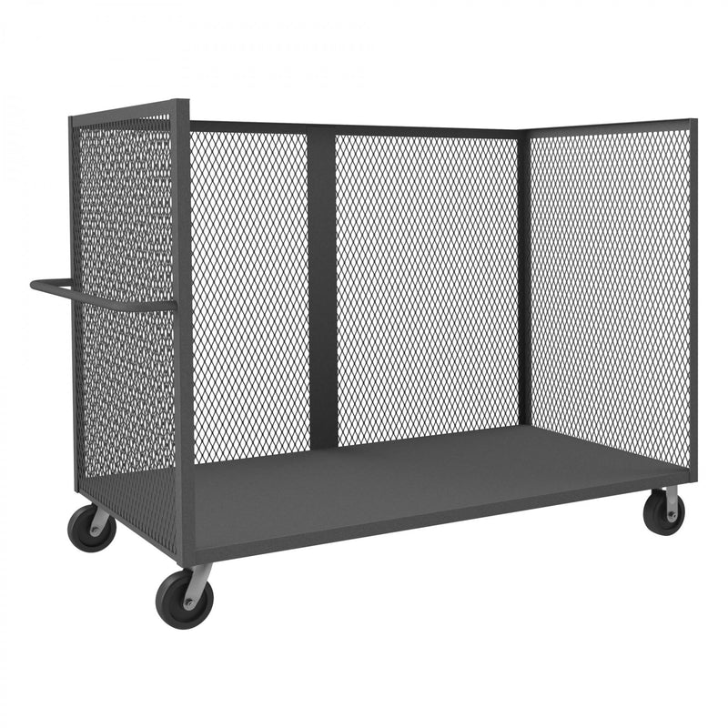 Durham 3 Sided Mesh Truck With 6" x 2" Phenolic Casters, (2) Rigid And (2) Swivel