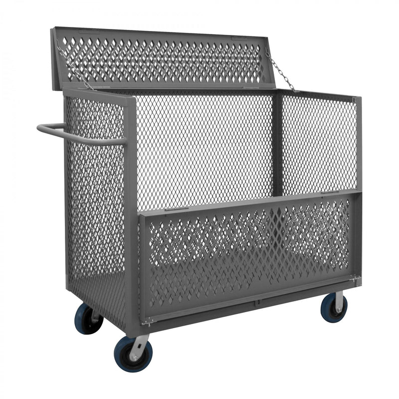 Durham 3 Sided Mesh Truck With 6" x 2" Polyurethane Casters, (2) Rigid And (2) Swivel, 1 Shelf