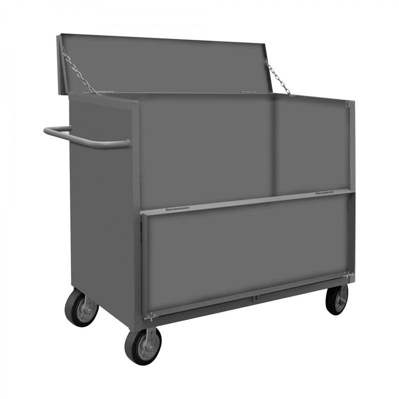 Durham 3 Sided Truck With 6" x 2" Mold-On-Rubber Casters, (2) Rigid And (2) Swivel, 1 Shelf