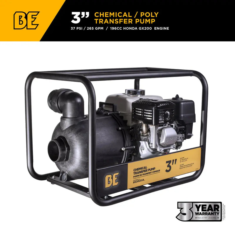 3" Chemical Transfer Pump with Honda GX200 Engine BE Power Equipment