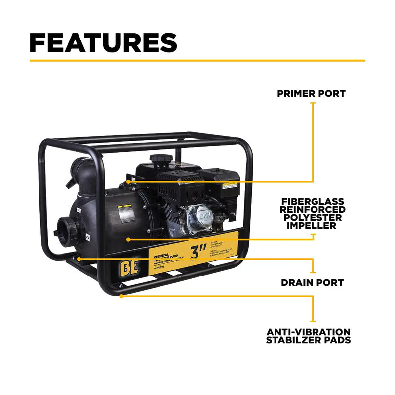 3" Chemical Transfer Pump with Powerease 225 Engine BE Power Equipment