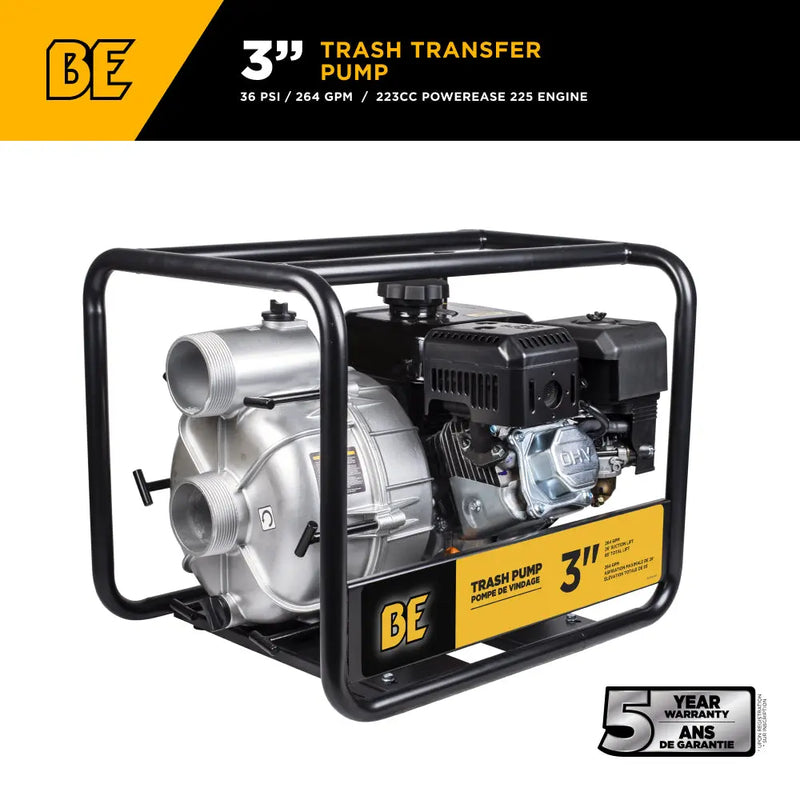3" Semi-Trash Transfer Pump with Powerease 225 Engine BE Power Equipment